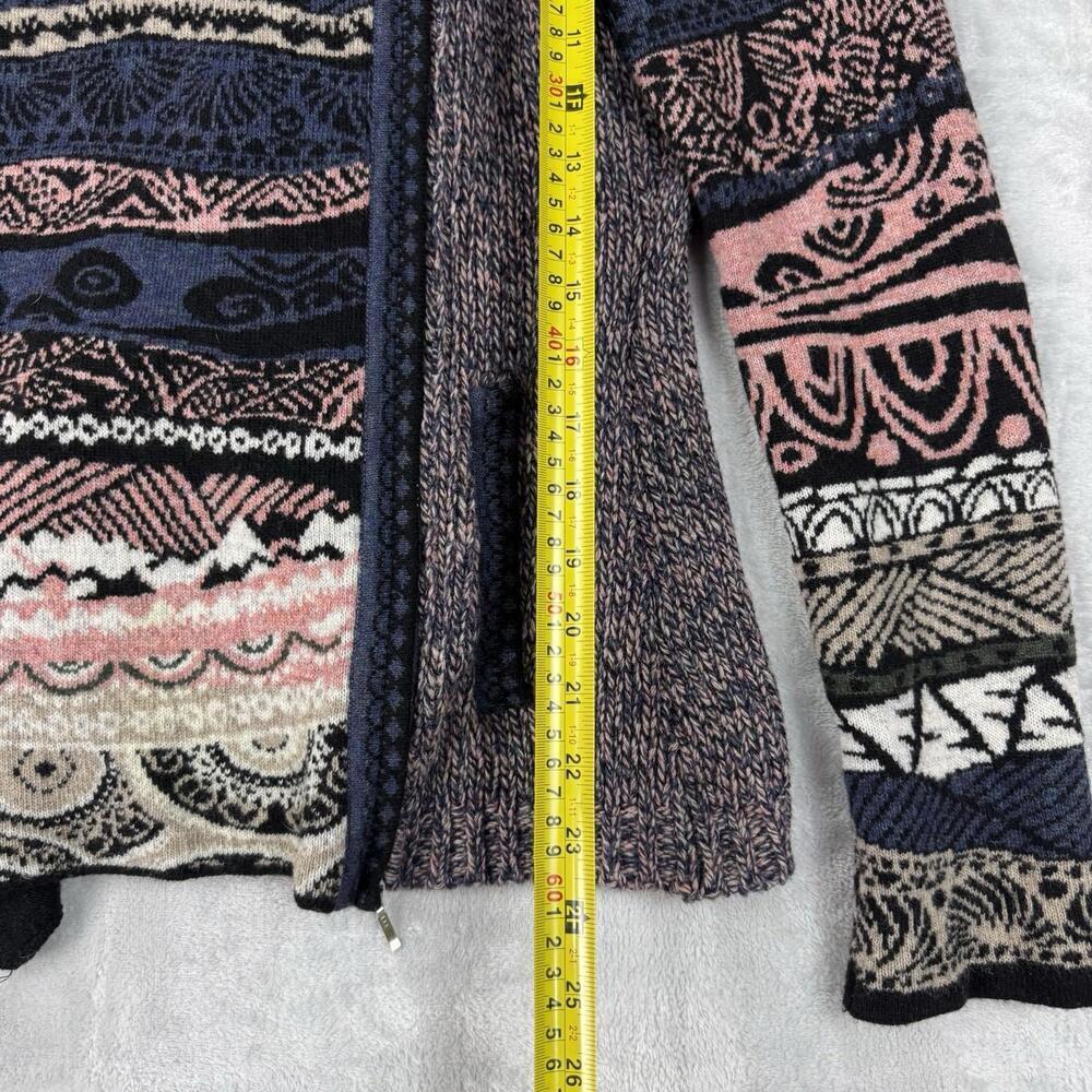 Vintage KOOI Knitwear Lambswool Full Zip Pattern Jacket Women’s M Boho Nordic - Picture 5 of 9
